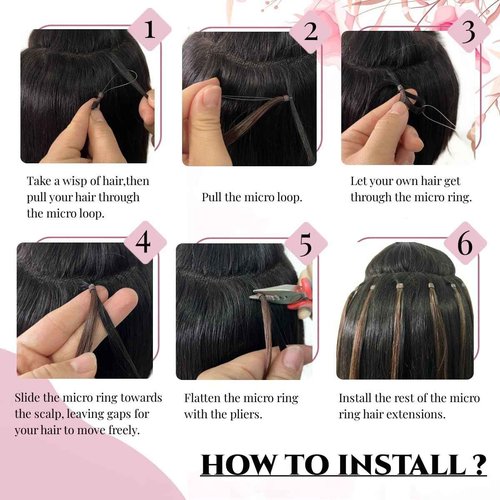 Kpvxxve Micro Ring Hair Extensions Human Hair Micro Loop Human Hair Extensions 1g/Strand 50g Natural Hair Micro Bead Hair Extension (#8/613 Ash Brown Mix Bleach Blonde, 16inch)