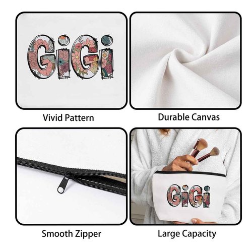 Gifts for Gigi Makeup Bag Mother's Day Birthday Christmas Appreciation Gigi Makeup Pouch Gift for Grandma Make Up Bags for Women Cosmetic Bags Presents for Grandma (1 Pcs)