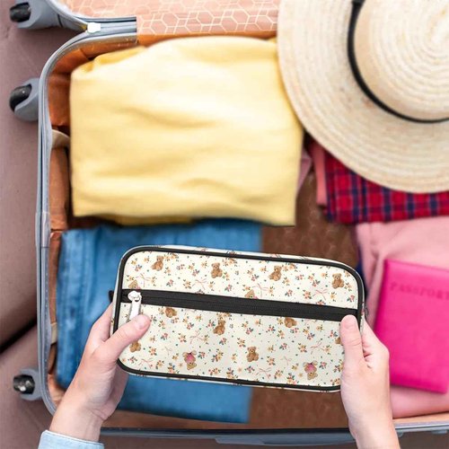 FZDXZJJ Travel Toiletry Bag for Women Girl,Waterproof Lightweight Makeup Cosmetic Bag Organizer with Handle & Zip Pockets Toiletries Bag for Gym,Beach - Cute Bear