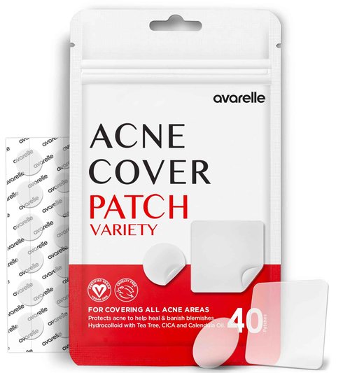 AVARELLE Pimple Patches Double Variety Duo Hydrocolloid Acne Patches, for Blemishes and Zit with Tea Tree Oil, Calendula Oil and Cica Oil for Face, Vegan, Cruelty Free (80 Count + Variety)
