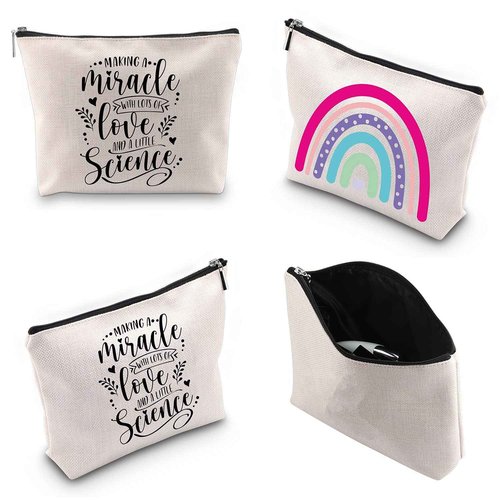WCGXKO IVF Mom Gift Infertility Warrior IVF IUI Makeup Bag Making A Miracle With Lots Of Love And A Little Science (Making A Miracle)