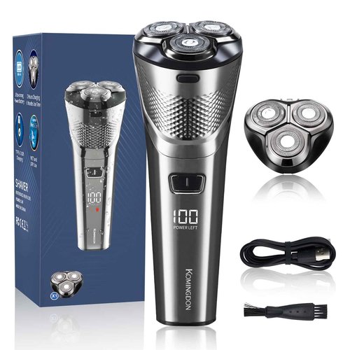 Electric Razor for Men with an Extra Head,Waterproof Electric Shaver, Rechargeable Cordless Shavers,USB-C Fast Charging,LED Display,Wet/Dry