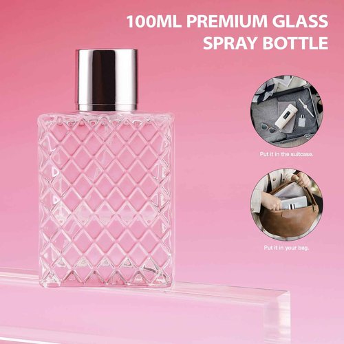 3zorqinron Glass Perfume Bottles Empty Refillable, 100ml /3.4oz Atomizer Sprayer for Perfume, Cologne Bottles Empty with Perfume Dispenser