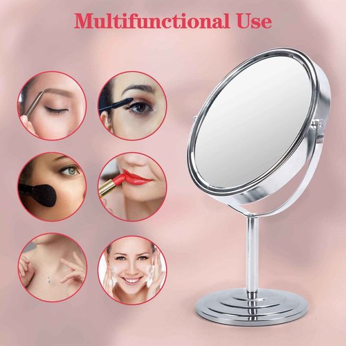 Schliersee 10X Magnifying Makeup Mirror, 8 inch Double Sided Tabletop Mirror, 1X/10X Magnification Standing Swivel Desk Mirror for Dresser Bathroom Bedroom, for Women Girl Gifts