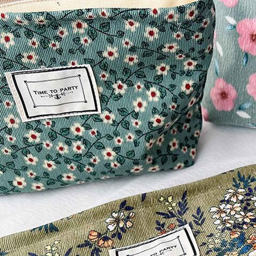SxoSyo Cosmetic Bags for Women Makeup Bag Large Capacity Purse Travel Toiletry Zipper Storage Pouch Make up Brushes Organizer for Gifts (mini flowers, Green)