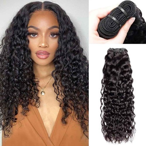 12A Water Wave Human Hair Bundles Wet And Wavy Bundles Human Hair 100% Unprocessed Brazilian Virgin Water Curly Bundle Natural Black Color 16 Inch