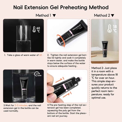 PEACECOLOR 24Pcs Poly Nail Gel Kit with U V light 6 Colors Clear Pink Nude Poly Nail Extension Gel with Glossy/Matte Top Coat Nail Rhinestones Starter Kit DIY Home Gifts for Women