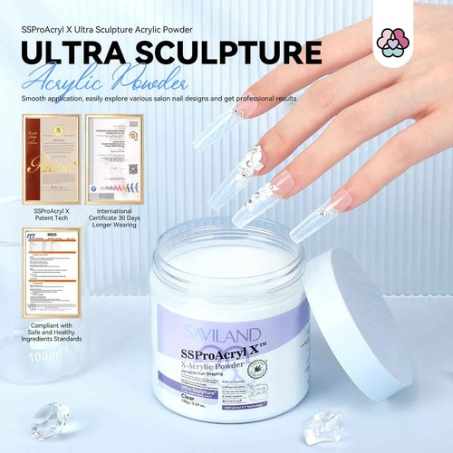 SAVILAND EMA Monomer Acrylic Nail Liquid with 5.29oz Ultra-Smooth Clear Acrylic Powder
