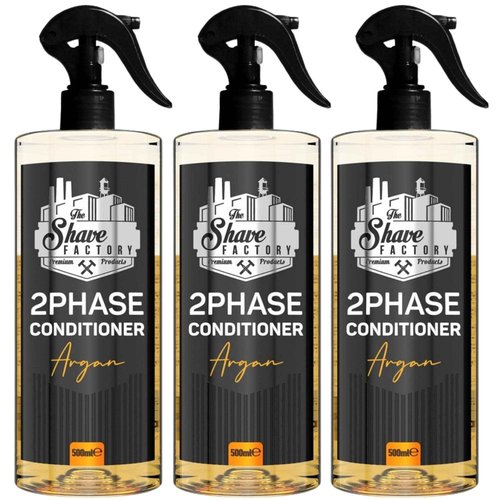 the shave factory - 2 Phase | Beard & Hair Conditioner | Argan Oil Deep Conditioner for Hair & Beards | Softens and Strengthens Beard & Hair | 16.9 Fl. oz (3 Bottles)