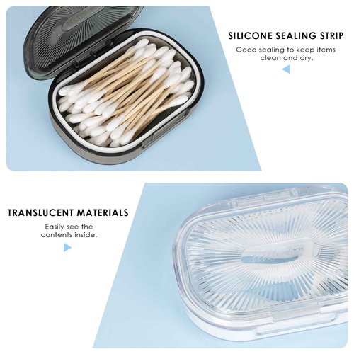 Adorila 2 Pack Travel Cotton Swab Qtip Holder, Portable Hair Tie Organizer with Lid, Flosser Dispenser, Plastic Flosser Dispenser Hair Accessories Organizer (Grey, White)