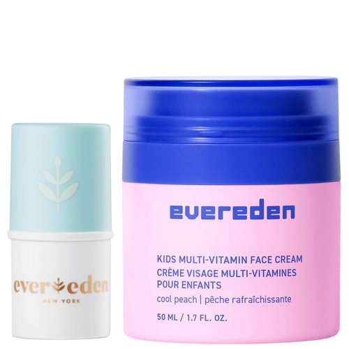 Evereden Kids Face Cream: Cool Peach, 1.7 oz. & Baby Lip Balm, 0.13 oz | Clean and Non-Toxic Kids Products | Multi-Vitamin Skin Care for Children
