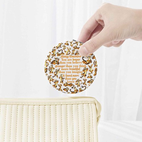 KEYCHIN Tiger Pocket Mirror Cartoon Movie Fans Gifts You are Braver Stronger Smarter Than You Think Compact Makeup Mirror (Tiger-White)