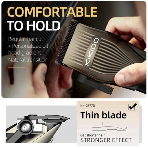 KIKIDO Hair Clippers for Men + T-Blade Trimmer Kit, Rechargeable Barber Trimmer with LCD Display & Guide Combs for Hair Cutting, Cordless Hair Clipper, Professional Clippers Set for Home Use