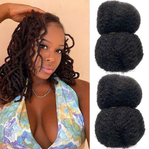 Tight Afro Kinky Human Hair for Dreadlocks,Ideal for Making Locs,Repair Extensions,Twist or Braids 2 Bundles/Package Natural Black #1B 10inch