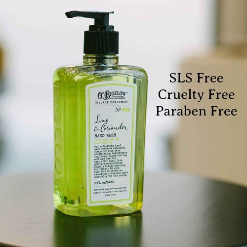 C.O. Bigelow Hand Wash, Lime Coriander Soap, No. 1530 - Village Perfumer Moisturizing Hand Wash for Bathroom & Kitchen with Aloe Vera, 10 fl oz, Pack of 2