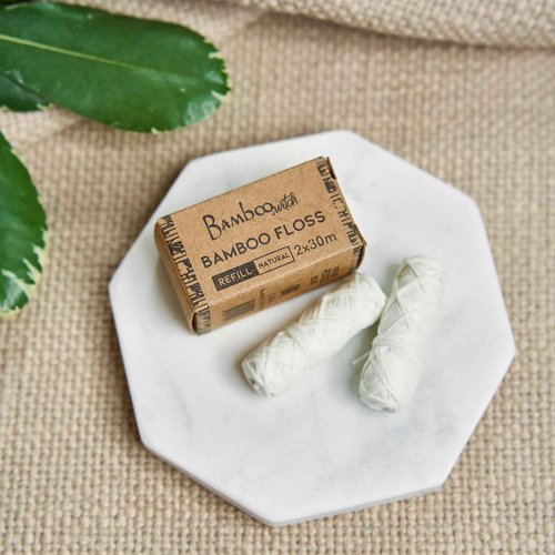 Bamboo White Dental Floss Refills (8 Spools), Eco-Friendly, Mint Bamboo Fiber, Vegan, Plastic-Free