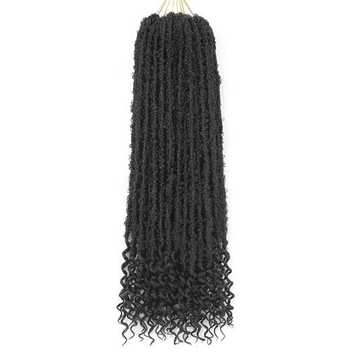 Long Butterfly Locs Crochet Hair With Goddess Locs Curly Ends 28 Inch Distressed Locs Crochet Hair For Black Women Hair Extensions (28 Inch, 6packs,1B)