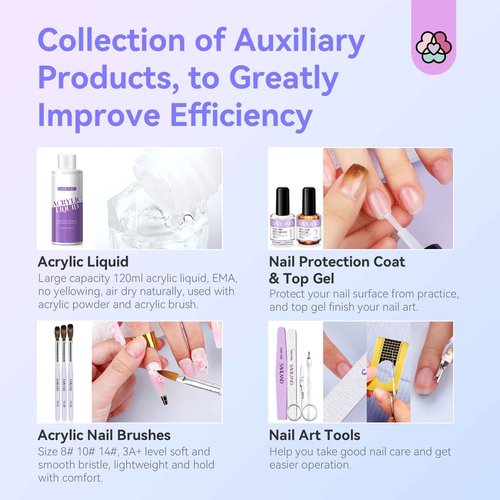 SAVILAND Professional Acrylic Nail Kit with Drill: 6 Colors Acrylic Powder & Liquid Beginner's Starter Set with Essential Oil Nail Primer Dehydrator Nail Tools DIY Home Manicure Christmas Gift