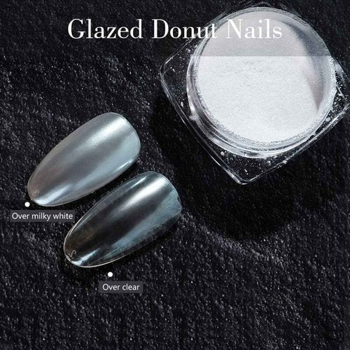 GZMAYUEN White Pearl Chrome Nail Powder, Mirror Effect Pearlescent Chrome Pigment Powder for Nails, Ice Aurora Nail Powder 3Pcs