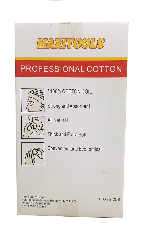 MAXITOOLS Professional Cotton Roll Coil - Dispenser Box - 2.2 Lb. Coil - Perfect for Hair Salon, Nail Salon, Nail Polish Removal
