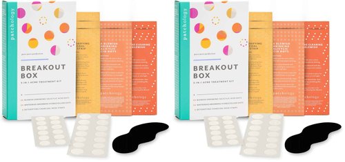 Patchology Breakout Box 3-in-1 Pimple & Acne Spots Treatment Patch Kit with 3 Nose Strips, 24 Salicylic Acid Dots, and 24 Hydrocolloid Dots - For Men and Women - Dark Spot Patches for Face (Pack of 2)