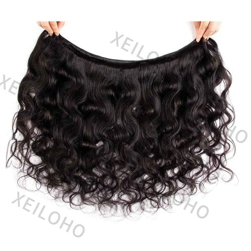 XEILOHO 12A Body Wave Human Hair Bundles 28 inch Brazilian Virgin Human Hair Bundles 100% Unprocessed Body Wave Weft Extensions Quick Weave Natural Black (28 inch 100g)
