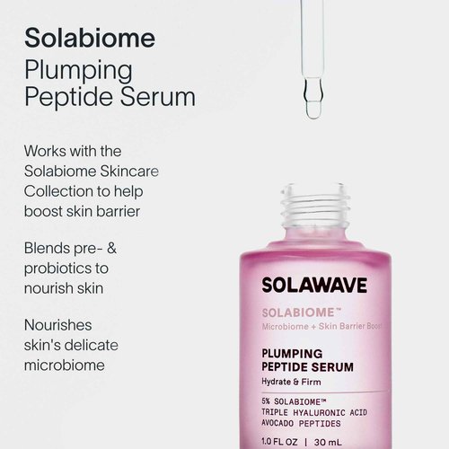 Solawave Plumping Peptide Lifting Serum with Triple Hyaluronic Acid, Probiotics, Avocado Vegan Peptides for Collagen and Radiant Complexion - Anti-Aging Preventative for All Skin Types (1 FL OZ)