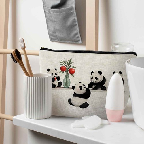 RYYCDOI Cute Panda Makeup Bag, Panda Lover Gifts Cosmetic Bags for Women, Panda Bear Gifts Makeup Pouch Zipper Pouch