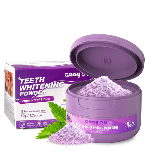 Purple Teeth Whitening, Teeth Whitening Powder Grape & Mint Flavor Tooth Powder Natural Teeth Whitener Color Corrector Toothpaste Powder for Tooth Stain Removal