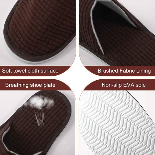 Geyoga 12 Pair House Slipper for Guest Non Slip Disposable Slipper for Travel Washable Reusable Closed Toe Hotel Bridesmaid Indoor Spa Wedding Party Shoeless Home(Deep Color,L)