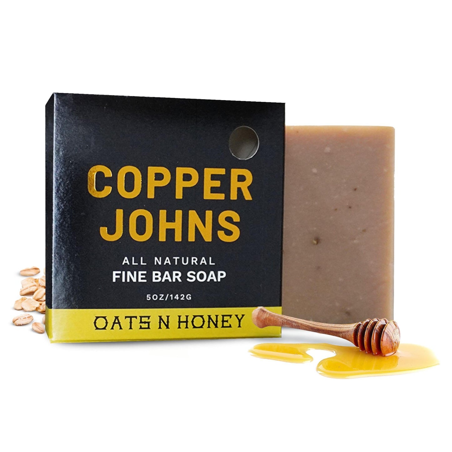 Copper Johns Bar Soap | For Both Beard & Body | Made with Natural Oils and Organic Shea Butter | Oats & Honey | 5 oz