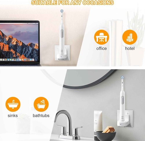 Teeteck Wall Charger for Braun Oral-B Electric Toothbrush, Electric Toothbrush Charger Model 3757 Wireless Charger Base-Waterproof & Portable- Ideal for Bathroom and Travel (Bright White, US)