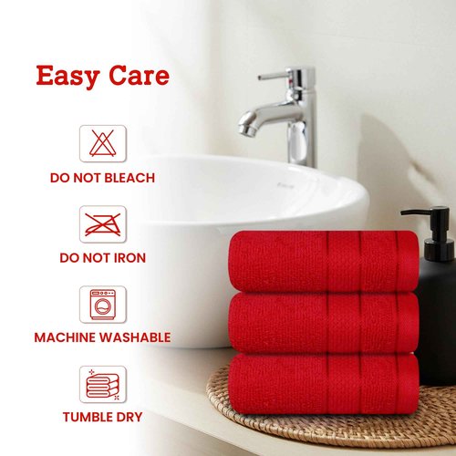 Casa Lino Face Towels & Body Wash Cloths for Showering - 100% Cotton Wash Cloths for Bathroom - Highly Absorbent & Quick Drying Washcloth Set - Cotton Washcloths 24 Pack (12" x 12") - (Red)