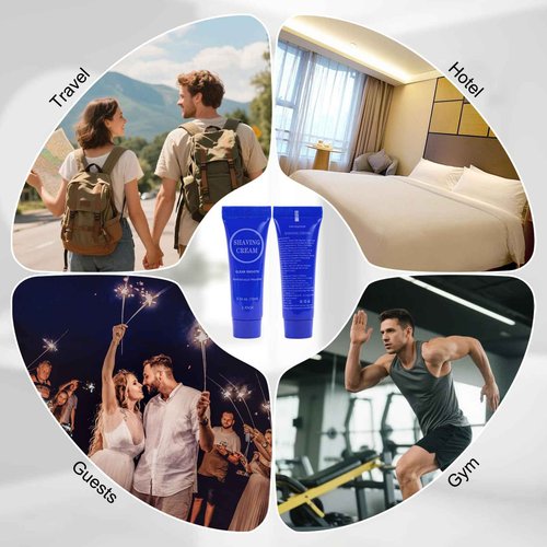 Disposable Shaving Cream for Men, Small Bottle Individually Wrapped Mini Shave Cream in Bulk, Travel Size Toiletries Amenities Vacation for Hotel, Shelter/Homeless/Nursing/Charity 0.34oz (Pack of 200)