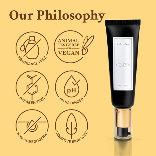 MATKAS Korean Active Capsule 0.05% Retinal Hybrid Face Cream - 1.7 Fl. Oz. Barrier Repair Night Cream, Korean Face Moisturizer for Anti Aging Wrinkle Repair, Niacinamide Serum + Ceramide Moisturizer