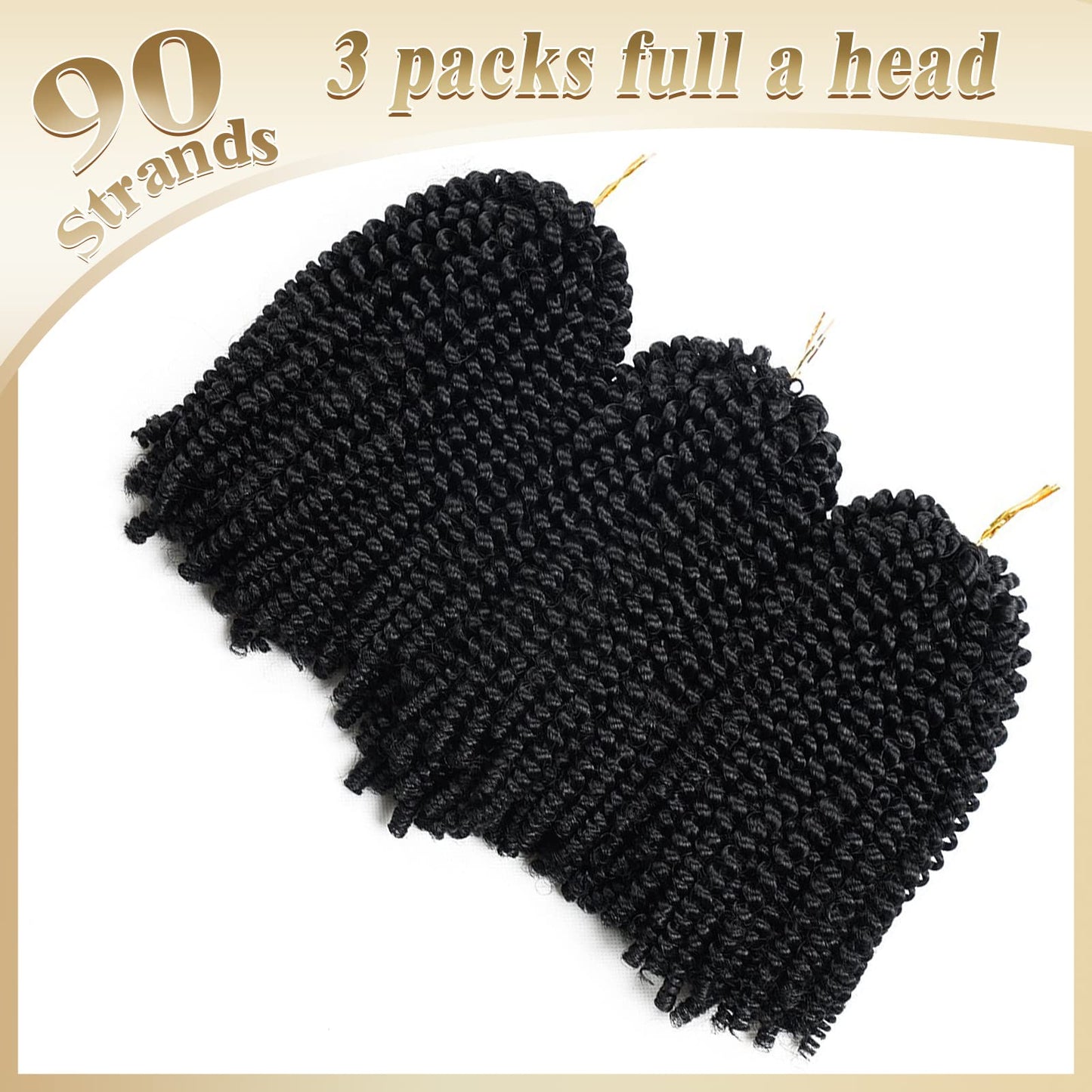 Beyond Beauty Spring Twist Crochet Hair 90strands 8 Inch Fluffy Spring Twists Braiding,Spring Twist Crochet Braids Bomb Twist Crochet Hair for Black Women (#1)