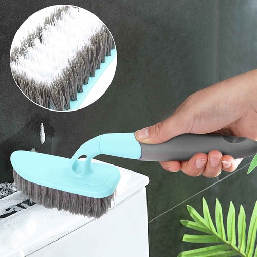 Sihuuu Scrub Brush, Cleaning Shower Scrubber with 9 Inch Ergonomic Handle, Sturdy Stiff Bristles Heavy Duty Brush for Bathroom, Shower, Sink, Carpet, Floor (Blue)