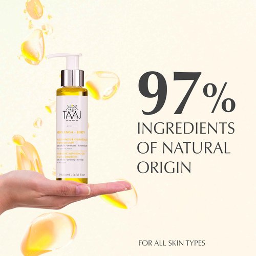 TAAJ | Ayurvedic Slimming Oil – Firming & Anti-Cellulite Treatment | Smooths, Firms & Nourishes Skin | Helps Reduce the Look of Cellulite |Ayurvedic-Inspired Skincare | 97% natural & Vegan | 3.4 fl oz