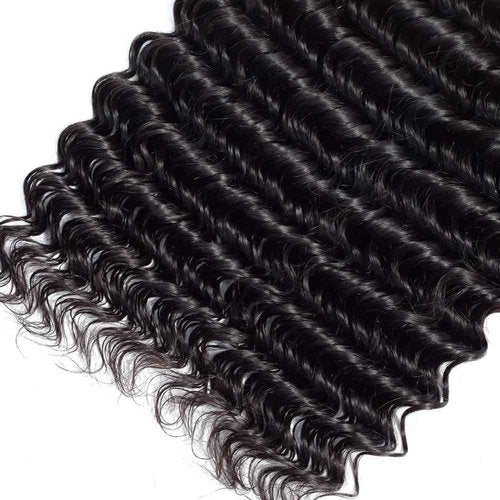 Deep Wave Human Hair Bundles 24 Inch Deep Single Bundle #1B Natural Black Human Hair Unprocessed Native Virgin Hair 100g Total Double Weft Crochet Human Hair Extensions for Women