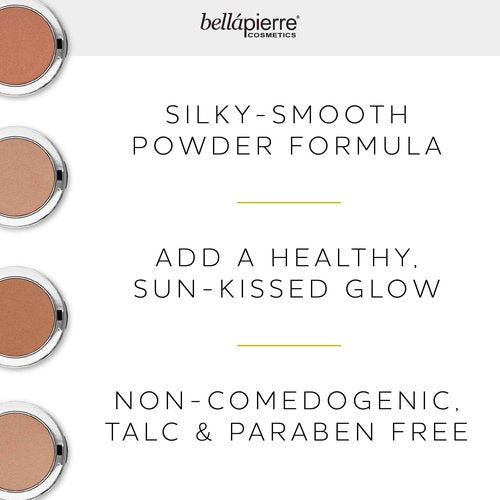 bellapierre Compact Mineral Bronzer | Beautifully Warms for a Sun Kissed Glow | Infused with Nourishing Jojoba | Non-Toxic & Paraben Free Formula - Pure Element - 0.35 Oz