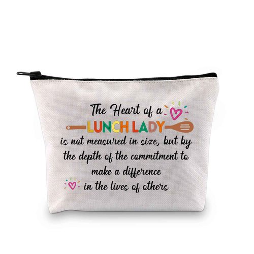 PXTIDY Lunch Lady Appreciation Gift Makeup Bag The Heart of a Lunch Lady is Not Measured in Size Thank You Gift for Cooker Cafeteria Worker