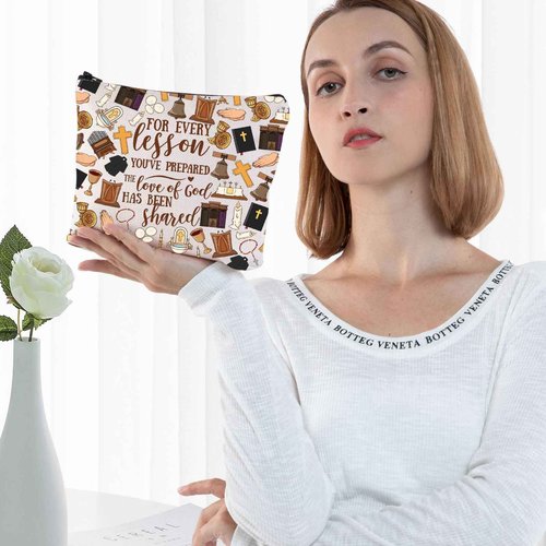 G2TUP Sunday Church Teacher Gift Christian Teacher Appreciation Cosmetic Bag For Every Lesson You've Prepared the Love of God (Every Lesson New)