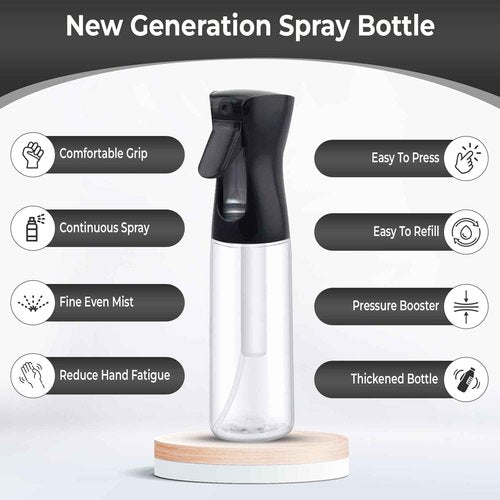 ChanceInElegance Eco-Friendly Continuous Spray Bottle for Hair, Cleaning, Plants & Pets | Fine Mist Refillable Sprayer with Ergonomic Grip, Leak-Proof Design | Durable PET Plastic,10 oz (300 ml)