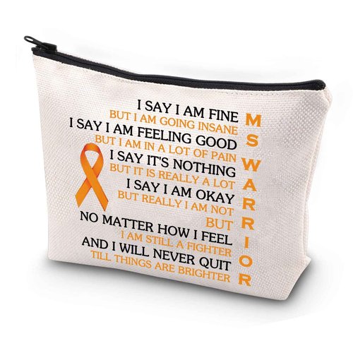 JYTAPP MS Awareness Makeup Bag - Warrior Gift for MS & Cancer Fighters - Zipper Pouch