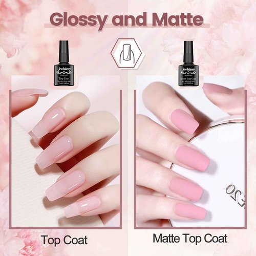 JEWHITENY 14 Colors Poly Extension Gel Nail Kit With U V Lamp Nude Pink White Brown All In One Poly Gel Starter Kit With Base Top Coat Manicure Salon Frence Nail Art DIY