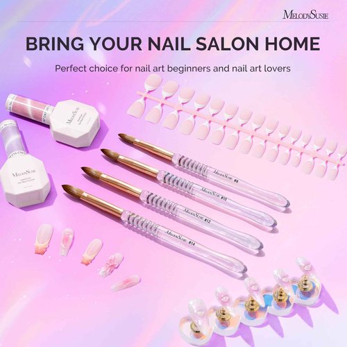 MelodySusie Kolinsky Acrylic Nail Brush, 80% Kolinsky Hair, Professional Nail Brush for Acrylic Powder Nail Extension and 3D Nail Carving, Nail Art Tools for DIY Home Salon, Size 14