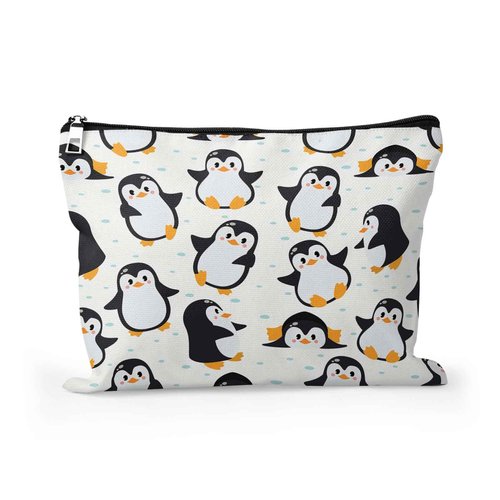 Cafl Cute Penguins Makeup Bag Penguin Cosmetic Bag for Women Large Capacity Make Up Bag Portable Travel Toiletry Pouch Organizer 10 * 8inch