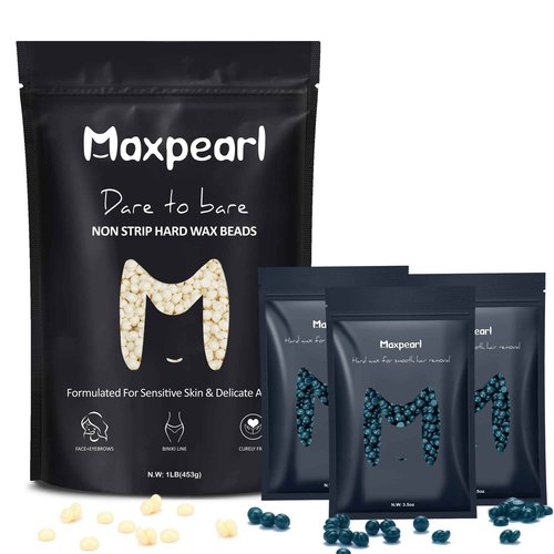 Maxpearl Hard Wax Beads 1LB + 10.5OZ - Brazilian, Bikini Waxing, Face, Eyebrows, Underarms, Arms, Chest, Back, Legs, Jasmine & Coconut Formula