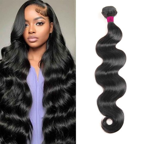 12A Brazilian Human Hair Bundles Body Wave Single Bundle Virgin Hair Bundles Body Wave Human Hair Sew in Weave Natural Black Color Hair 24 inch