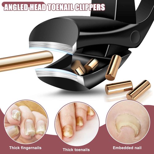 Nail Clippers for Men Thick Nails, Toenail Clippers with Wide Jaw for Thick Toenails, Angled Large Mess Free Toe Nail Clippers with Catcher, Heavy Duty Fingernail Clipper Cutter for Seniors